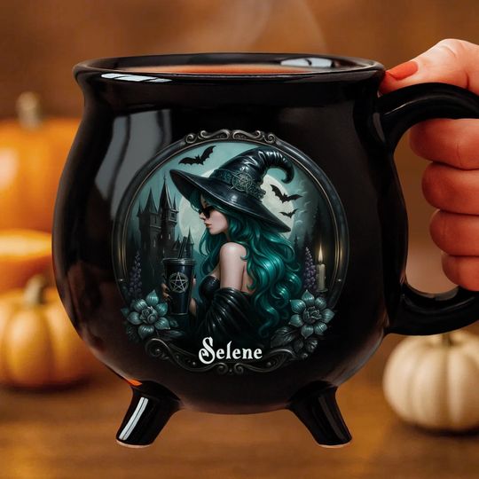 Custom Ceramic Cauldron Coffee Mug - Personalized Halloween Witchy Gifts
