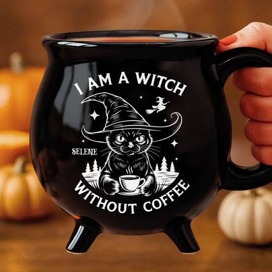 Custom Ceramic Cauldron Coffee Mug - Personalized Halloween Witchy Gifts
