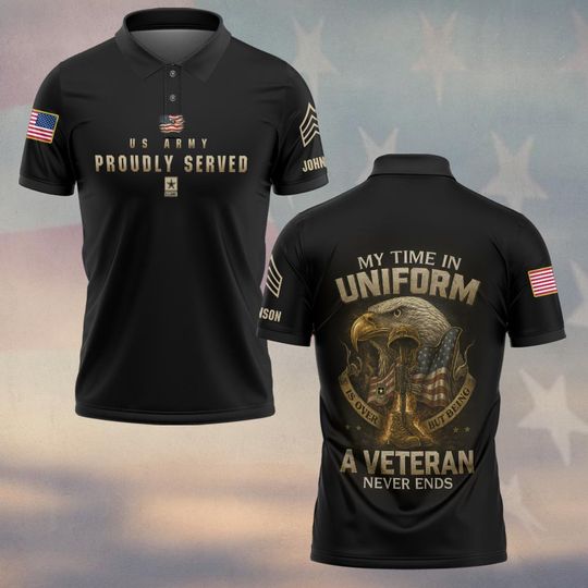 Customized U.S Veteran Proudly Served Polo Shirt
