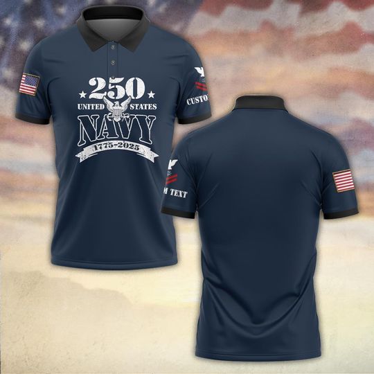Customized US Navy 250 Years Pride Polo Shirt