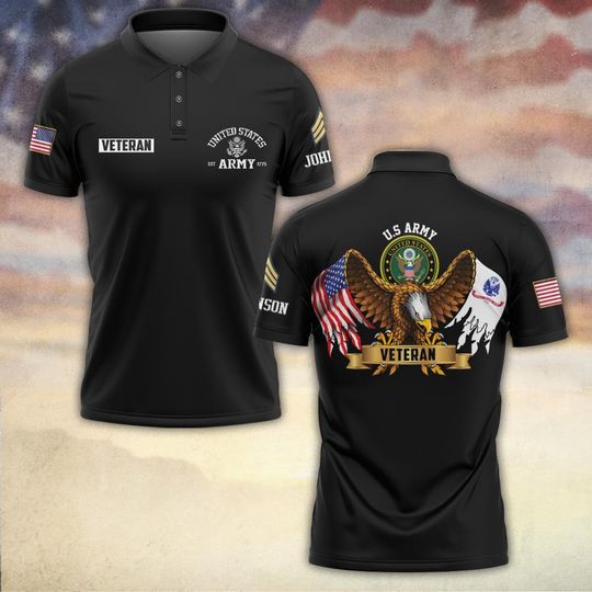 Customized US Veteran Proudly Served Polo Shirt