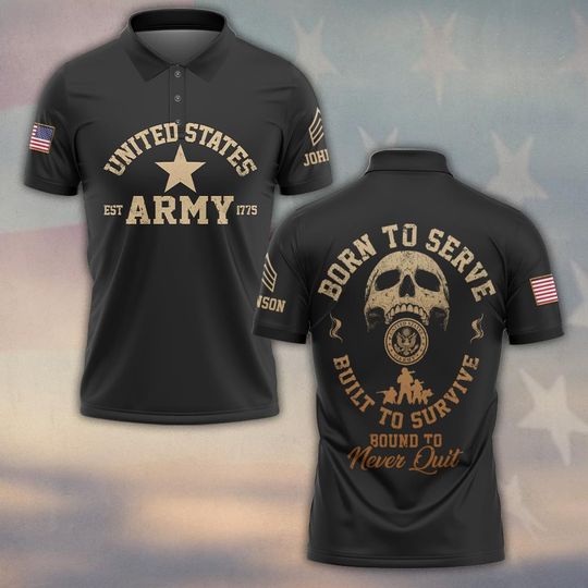 Customized U.S Veteran Born to Serve Polo Shirt
