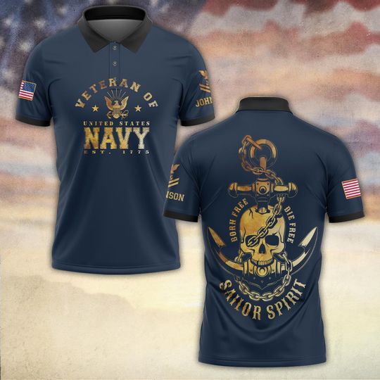 US Navy Born Free – Die Free Sailor Spirit Polo Shirt