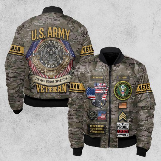 Customized U.S Veteran Camouflage Bomber Jacket