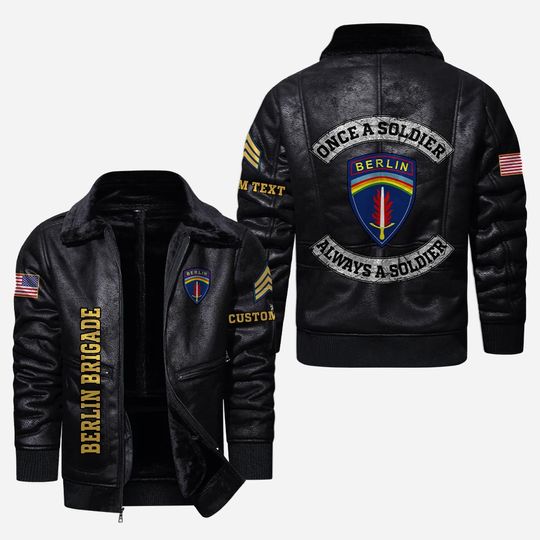 Customized Army Divisions – Once a soldier Always a soldier Fur Leather Jacket