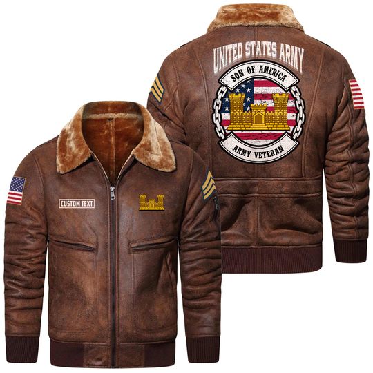 Customized US Army Branches – Son Of America Fur Lapel Leather Jacket