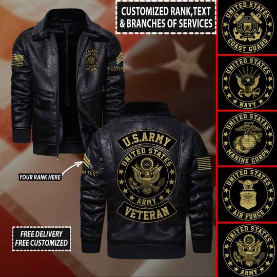Customized U.S. Military Veteran Fur Lapel Leather Jacket