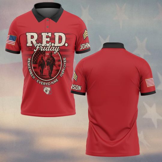 Customized U.S Veteran RED Friday Until They All Come Home Polo Shirt
