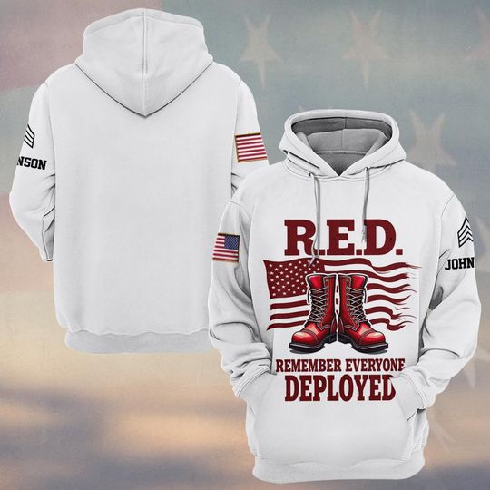 Customized U.S Veteran RED Friday 3D Hoodie