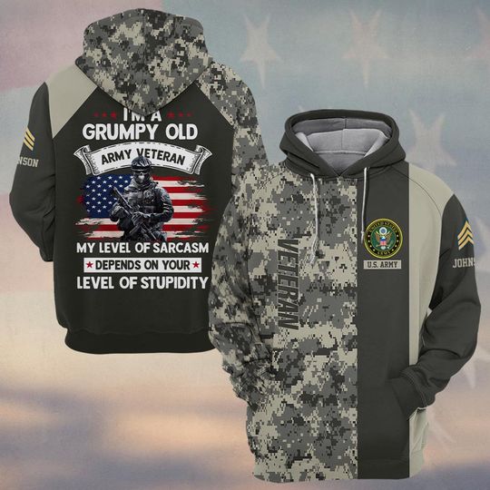 I’m A Grumpy Old Veteran My Level Of Sarcasm Depends On Your Level Of Stupidity 3D Hoodie