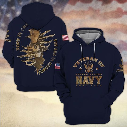 US Navy Born In Chaos – Forged In The Sea 3D Hoodie