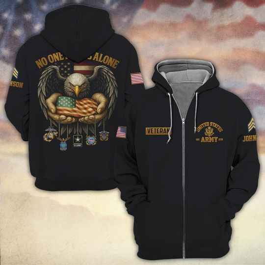 Customized No One Fight Alone 3D Zip Hoodie