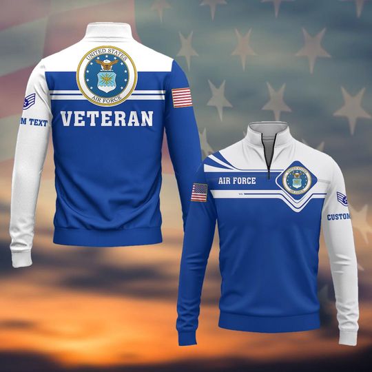 Customized U.S Air Force Veteran Shirts Zip Neck Sweaters
