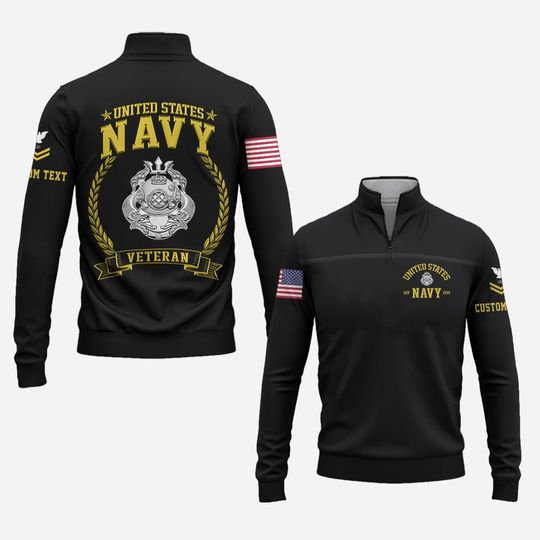 Customized US Navy Skill Zip Neck Sweaters