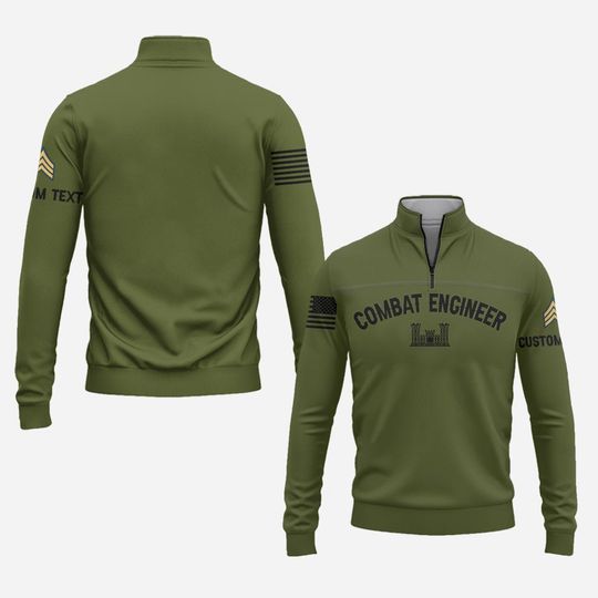 Customized Army Branches Zip Neck Sweaters