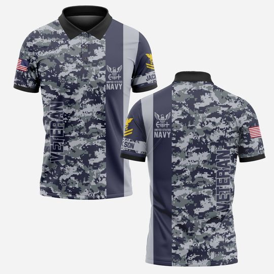 Customized U.S. Veteran Camouflage Polo Shirt