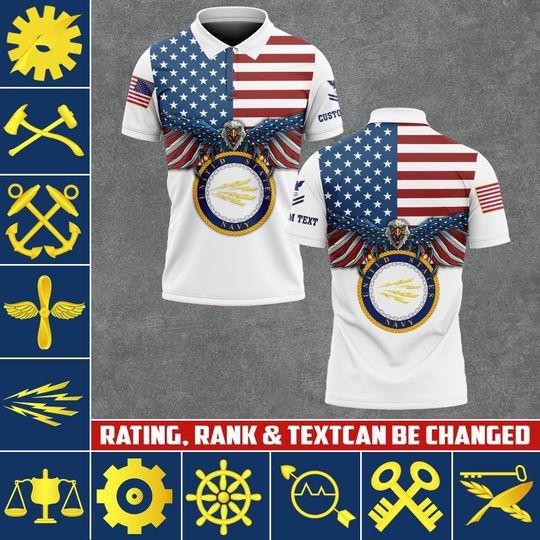 Customized Navy Ratings Polo Shirt Patriotic Military Gift