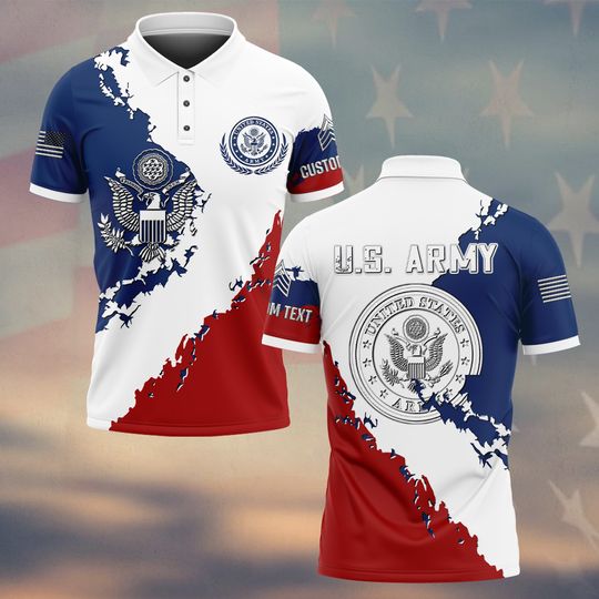 Customized U.S Veteran Proudly Served Polo Shirt Patriotic Military Gift