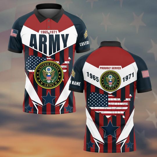Customized U.S Veteran Proudly Served Polo Shirt Patriotic Military Gift