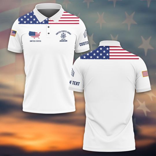 Customized U.S Veteran Polo Shirt Patriotic Military Gift
