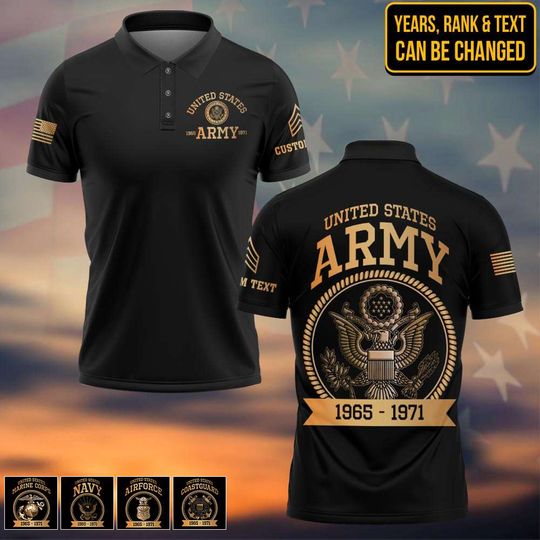 Customized United States Military Polo Shirt Patriotic Veteran Gift