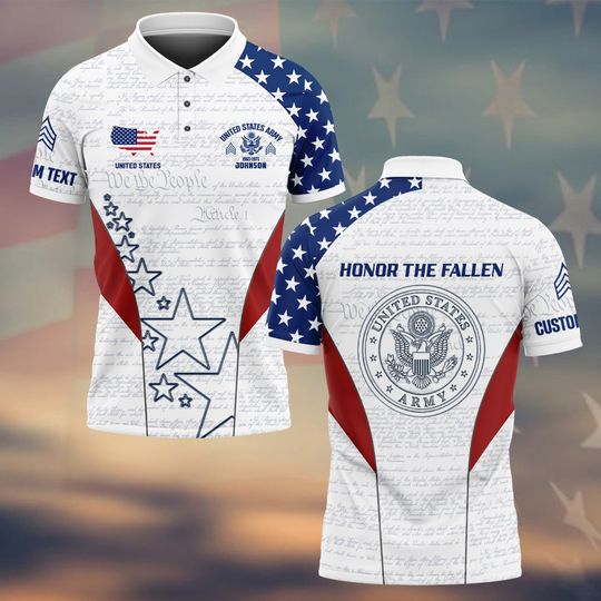 Customized U.S Veteran Honor The Fallen Polo Shirt Patriotic Veteran Gift