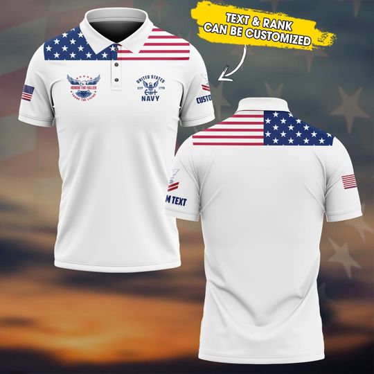 Customized Honor The Fallen Thank The Living Polo Shirt Patriotic Veteran Gift