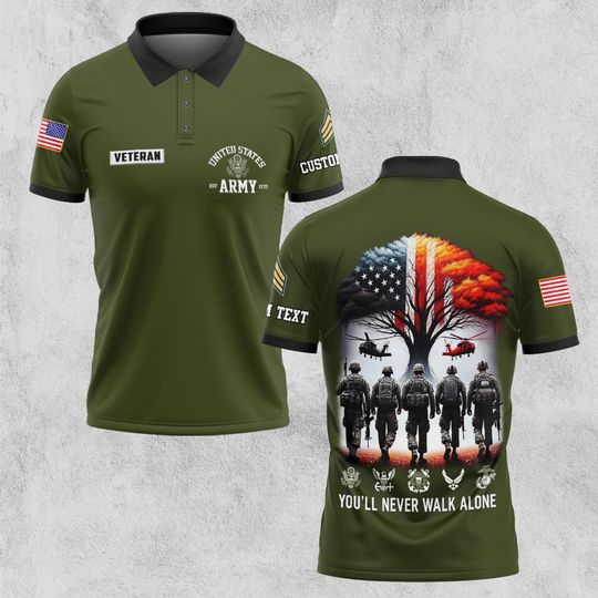 You'll Never Walk Alone Polo Shirt Patriotic Veteran Gift
