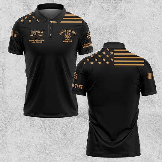 Customized U.S Veteran Honor The Fallen Polo Shirt Patriotic Veteran Gift