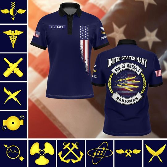 Customized Navy Ratings – Son Of America Polo Shirt