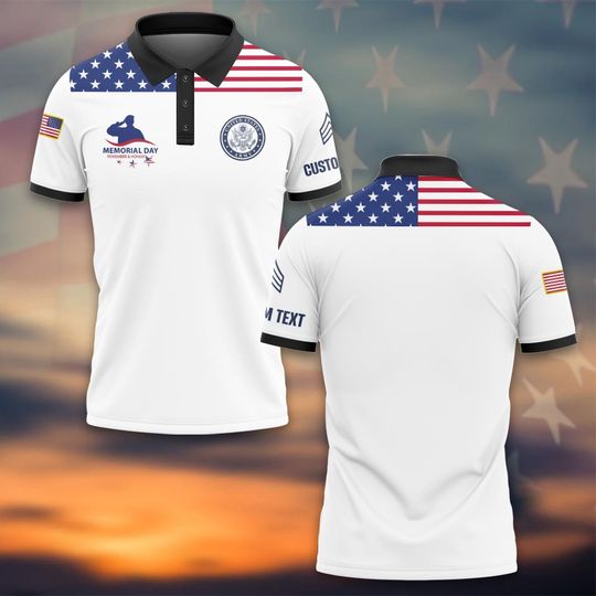 Customized U.S Veteran Honor The Fallen Polo Shirt