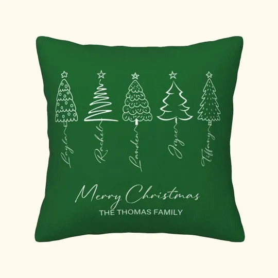Personalised Line Christmas Tree Throw Pillow Cover
