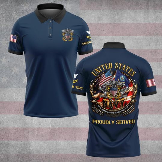 Double Flag Honor United States Navy – Polo Shirt