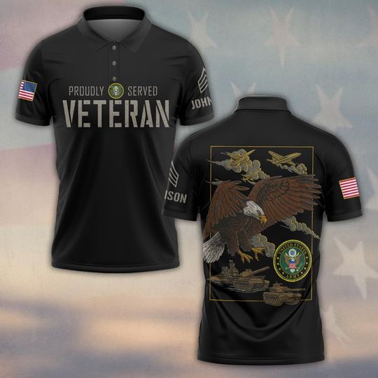 Customized U.S Veteran Proudly Served Polo Shirt