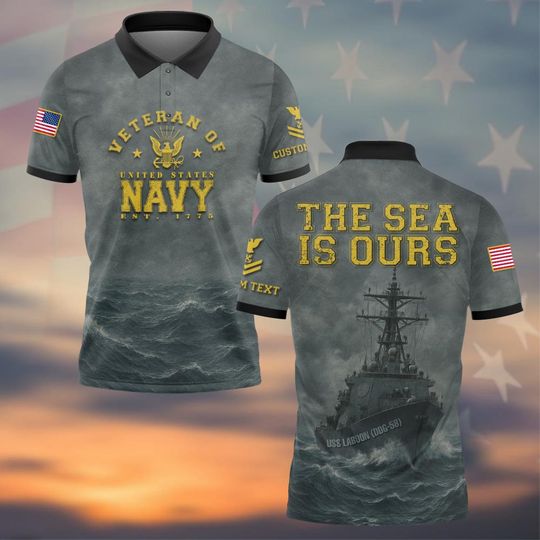 Customized The Sea Is Ours – US Navy Polo Shirt