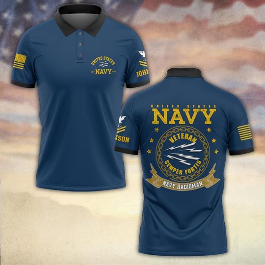 Customized U.S. Navy Veteran Semper Fortis Polo Shirt