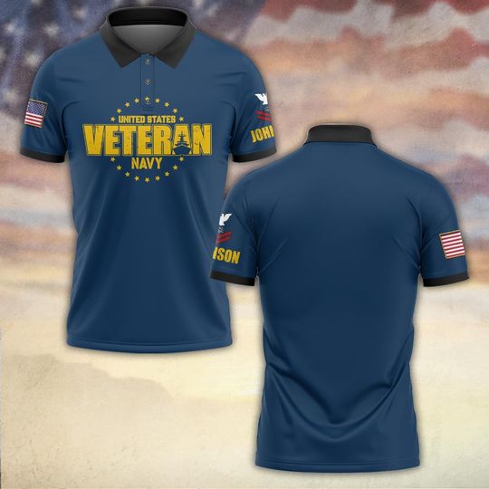Customized U.S. Navy Veteran Proudly Served Polo Shirt