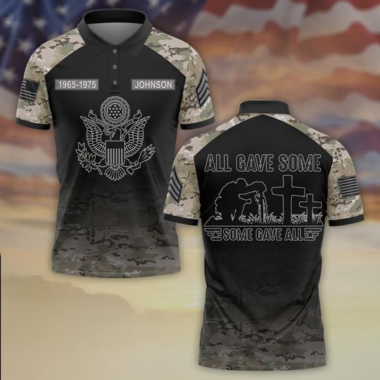 Customized US Veteran Camo Memorial Silhouette: All Gave Some, Some Gave All Polo Shirt