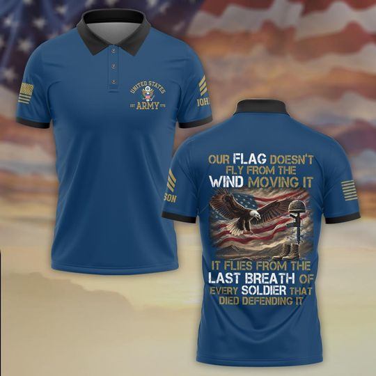 Customized US Veteran Soaring Honor: Eagle & Battlefield Cross Polo Shirt