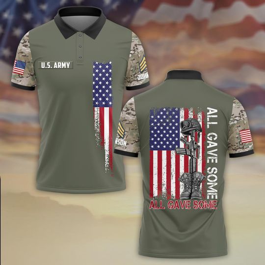 Customized US Veteran camo The Flag Stands Because They Fell Polo Shirt