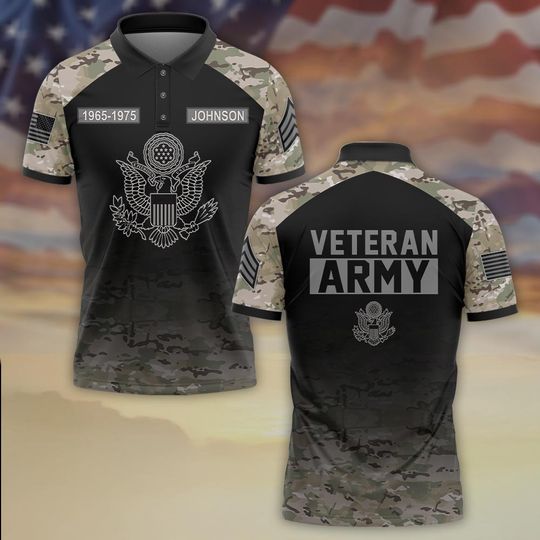 Camo Veteran Custom  Polo Shirt