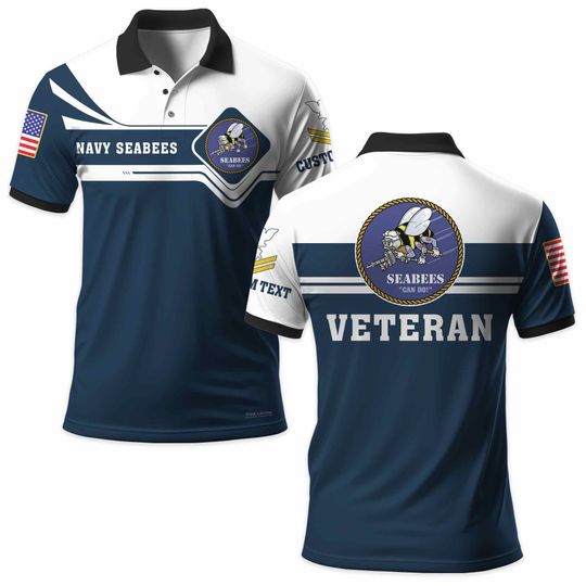 Customized US Navy Seabees Veteran Polo Shirt