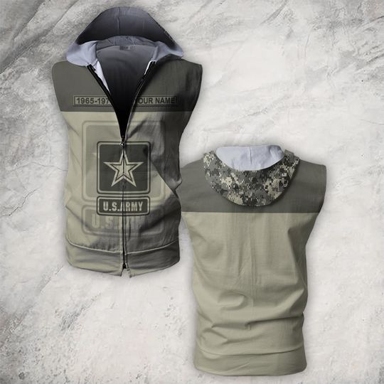 Customized US Military Camouflage Men's Zipper-Up Sleeveless Hoodies