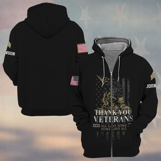 Thank You Veterans – All Gave Some Some Gave All 3D Zip Hoodie