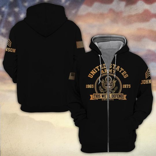 U.S Veteran Proudly Served 3D Zip Hoodie