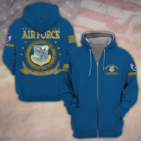 Customized United States  USAF Commands 3D Zip Hoodie