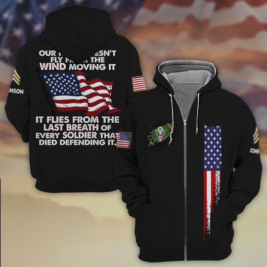Customized US Veteran Winds of Valor: Our Flag Doesn’t Fly From The Wind Moving It Hoodie