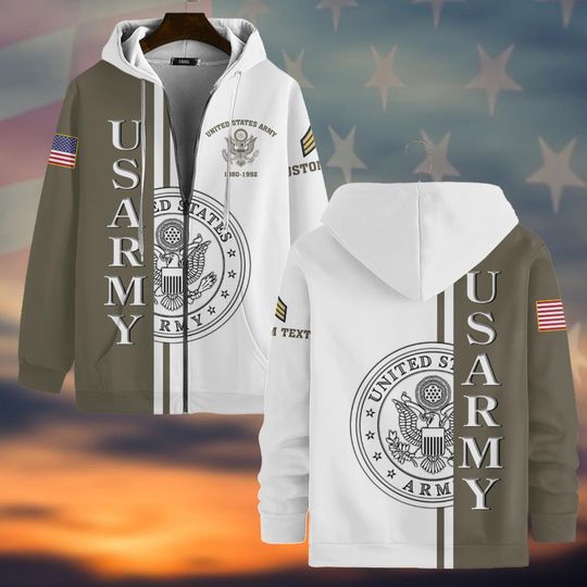 Customized US Veteran  3D Zip Hoodie