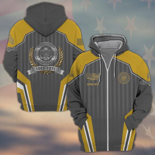 Customized U.S Veteran 3D Zip Hoodie