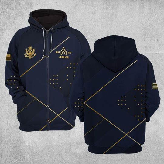 Customized US Military Proudly Served 3D Zip Hoodie
